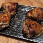 These easy oven-roasted chicken thighs are marinated in a maple-acv blend for maximum juiciness and crispiness. A simple, flavor-packed dinner ready in under an hour!